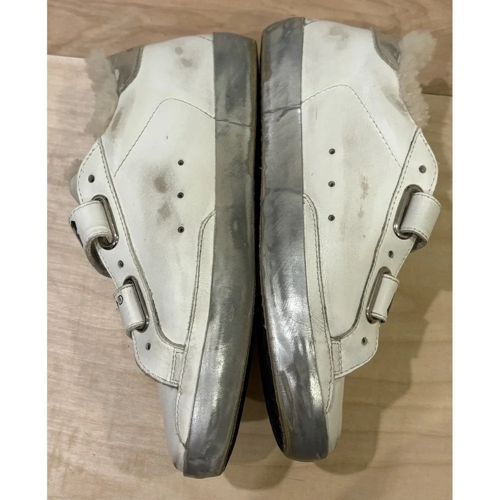Golden Goose Old School Leather Glitter Star Sneakers Shearling Women's 36 US 6 - Picture 5 of 12